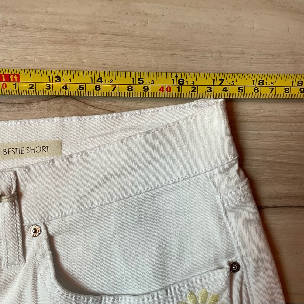 Embroidered White Denim Shorts - Picture 6 of 10
